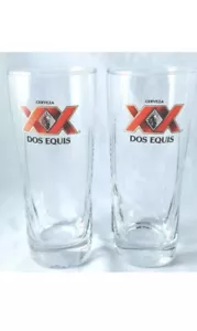 Dos Equis Cerveza 16 Oz Millennium Glasses XX - Set of Two (2) - New & Free Ship - Picture 1 of 2