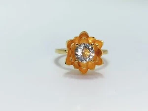 14k gold Finish Silver Natural Aquamarine Gemstone Flower Style Women Ring - Picture 1 of 2
