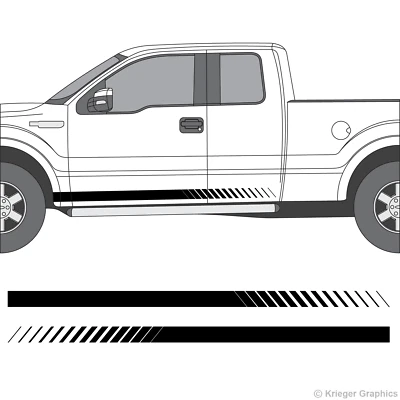 Faded Rocker Panel Racing Stripes 3M Vinyl Decal Kit for Ford F-150 F-250 F-350 - Image 1 of 4