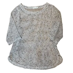 LULU B Large Coverup Tunic Top Gray 3/4 Sleeves Mini Dress Loose Knit Sheer - Picture 1 of 10