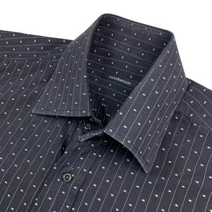 Roccobarocco Men's Dress Shirt Black/White Striped/Geometric • 15 3/4 | 40 - Picture 1 of 8