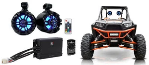 (2) Rockville 6.5" LED Black Tower Speakers+MB QUART Amp+Bluetooth RZR/ATV/UTV - Picture 1 of 12