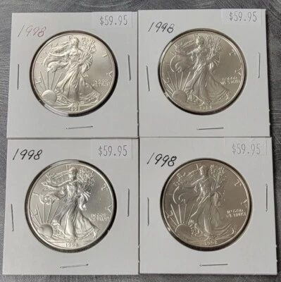 1998 American Silver Eagle Coin BU 1 Oz US $1 Dollar Uncirculated from mint roll - Image 1 of 4