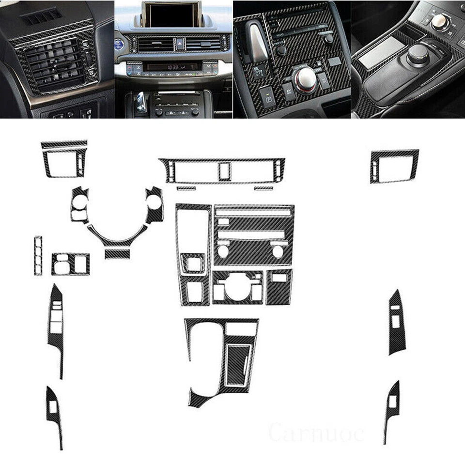 Juego completo de 24 piezas de cubierta interior de fibra de carbono para Lexus CT200h 2011-2017 Foto 1 de 4