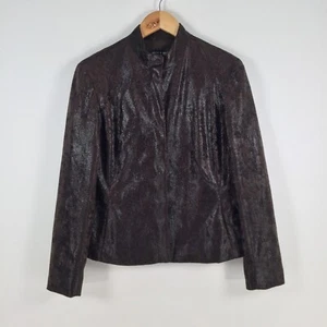Smith and Miles womens jacket size 12 brown animal print zip bomber 040699 - Picture 1 of 11