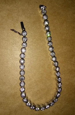 Brazalete de tenis, chapado en oro de 14k sobre plata de ley 925, juego de bisel de circonita cúbica  Foto 1 de 3