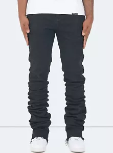 NVLTY London VINTAGE STACKED JEANS - BLACK - Size 36 - Picture 1 of 8