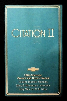 Chevrolet Citation II 1984 manual del propietario y del conductor GM automático 091824WNON-BG1 Foto 1 de 3