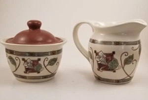 Pfaltzgraff Mission Flower Creamer & Sugar with Lid, USA - Picture 1 of 7