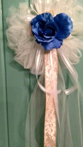 Sackleinen 6 STCK. ROYALBLAU & ELFENBEIN HOCHZEITSBANK SCHLEIFEN MIT SACKLEINEN & SPITZE RAUSCH VERFÜGBAR - Bild 1 von 2