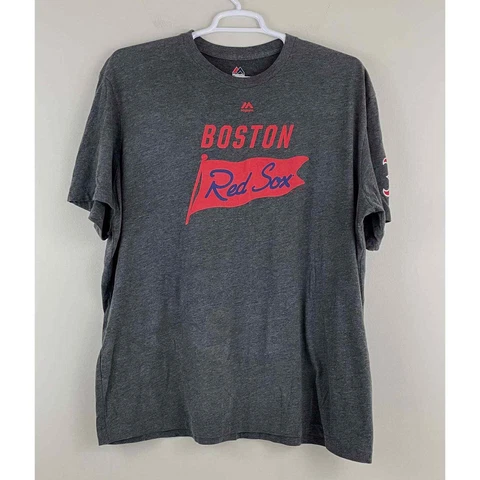Boston Red Sox Pennant Shirt Men's 2XL Gray Majestic Cover