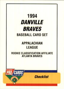 1994 Danville Braves Fleer/ProCards #3551 Checklist