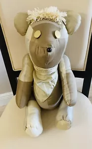 TEDDY BEAR Tan Taffetas Jointed Arms + Legs 19”Custom Hand Made Beautiful Preown - Picture 1 of 17