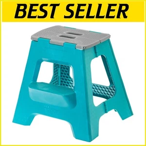 Durable Lightweight Folding Step Stool for Easy Reach - 16-Inch Turquoise Style - Picture 1 of 11