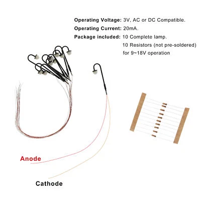 10pcs Model Railway 1:160 Lamp Post Street Lights N Scale Warm LEDs 0.98In LYM24 - Image 1 of 4