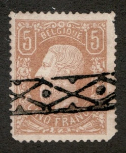 1878 Belgium Sc# 39a - 5fr King Leopold II - Used, roller cancel Cv$700 - Picture 1 of 1