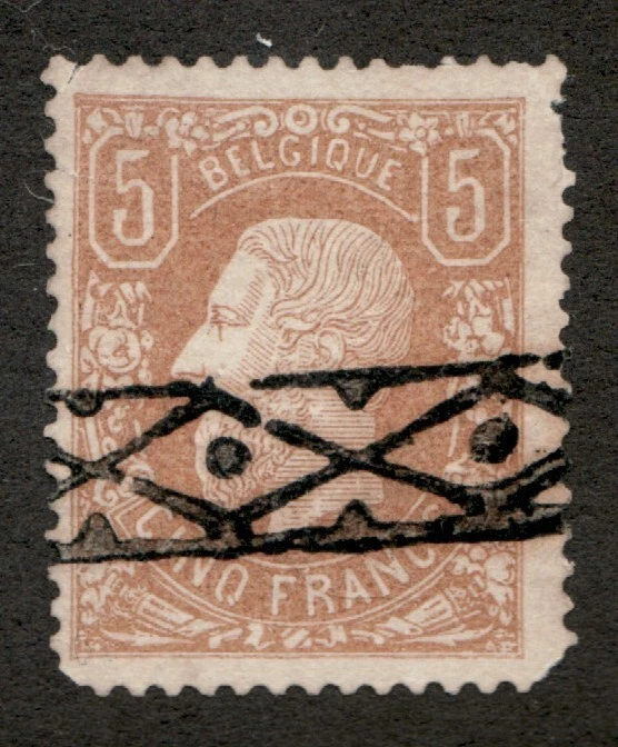 1878 Belgium Sc# 39a - 5fr King Leopold II - Used, roller cancel Cv$700 - Image 1 of 1