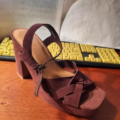 ¡NUEVO! Sandalia Splendid Piper Gamuza Plataforma Tacón Marrón Claro Oscuro Talla 8.5 Foto 1 de 4