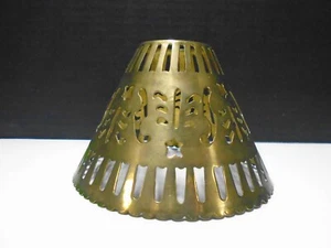 Vintage Solid Brass Pierced Reticulated Cone Lamp Shade 3 5/8" High 5 1/2" Wide - Picture 1 of 3