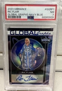 Ric Flair 2023 PSA 7 Leaf Vibrance Global Graphs Navy Blue Auto 4/20 TOKE UP - Picture 1 of 2