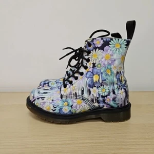 Dr Martens 1460 Pascal Slime Blanco Azul Floral Flores Cuero Botas Raras Reino Unido 5 - Imagen 1 de 10