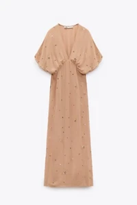 Zara Embroidered sequin MIDI Dress Limited Edition Ref 7521/242 Rrp £120 - Picture 1 of 4