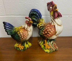 Juego de 2 gallos pintados a mano STL hechos en Italia - Imagen 1 de 5