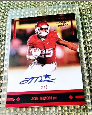 #’d 2/5 2017 RED AUTO Leaf Ultimate Draft Joe Mixon RC HD PICS Houston Texans  - Image 1 of 4