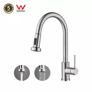 WELS Kitchen Mixer Tap 2-Mode Swivel Spout Pull Out Sink Faucet Brushed Nickel - Picture 1 of 16