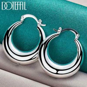 DOTEFFIL 925 Sterlingsilber U glatter Kreis Reifen Ohrring Mode Charm Schmuck - Bild 1 von 6