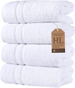 Asciugamani Bianchi per Bagno, Set di 4, 16X29 Pollici, Cotone Turco Premium, Ciao - Foto 1 di 12