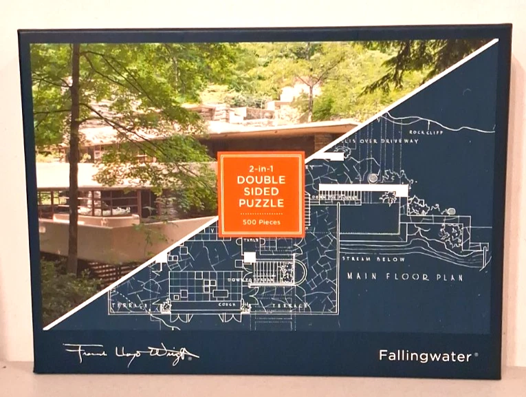 Frank Lloyd Wright Fallingwater 2-in-1 Double Sided Jigsaw Puzzle 500 Pieces - Image 1 of 4