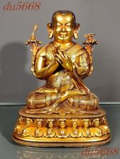 8.2"Tibet Purple copper 24k gold Gilt Tsongkhapa Master Shamanism Buddha Statue