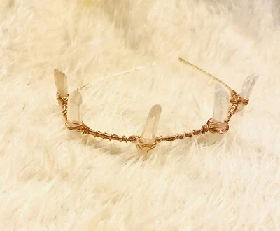 Corona tiara sirena cristal cuarzo transparente hecha a mano Foto 1 de 4