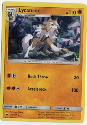 Lycanroc 76/147 Burning Shadows Cracked Ice Holo Pokemon Card - Image 1 of 2