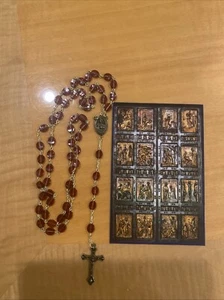 Fastenzeit🙏St Therese Rosenkranz🌹rote flache Perlen🌹HEILIGE KARTE🌹 - Bild 1 von 5