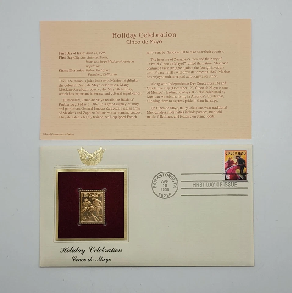 3 Holiday Celebration 22kt Gold Stamp First Day Issue 32 Cent Oct 22, 1997 STP39 - Image 1 of 3