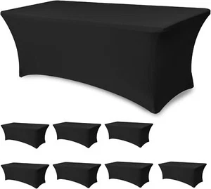 Table Cloths for 6 Foot Rectangle Tables-8 Pack Black Fitted Stretch Table Cover - Picture 1 of 5