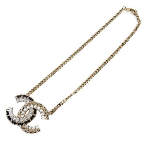 Collana girocollo CHANEL CoCo Mark pelle perle catena pelle strass con scatola
