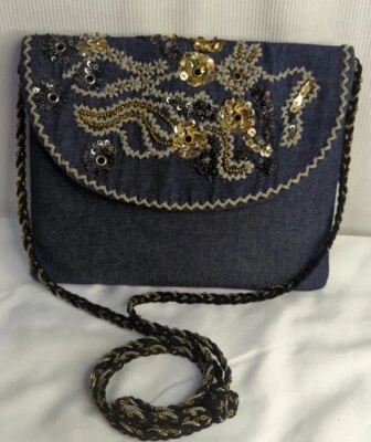 Cartera de mezclilla y lentejuelas vintage años 90 Foto 1 de 4