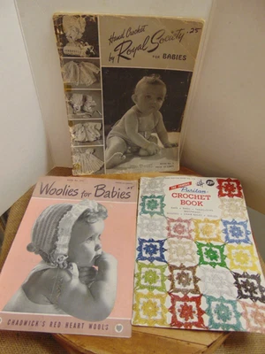 LOTE DE FOLLETOS DE GANCHILLO DE COLECCIÓN - Royal Society bebés, ganchillo puritano, lana Foto 1 de 4