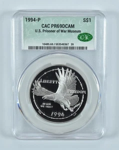 1994-P POW Museum Commemorative Silver Dollar PR69 DCAM CAC CACg *4786 - Picture 1 of 5
