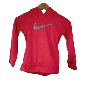 Nike Dri-Fit Girl's Big Glitter Swoosh Logo Hoodie Pink Size Large - Picture 1 of 5