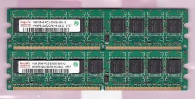 2GB 2x1GB HYNIX PC2-5300E ECC HYMP512U72CP8-Y5 AB-C DDR2-667 RAM MEMORY KIT DIMM - Image 1 of 2