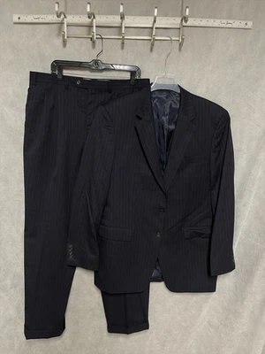 Chaps Suit Men 42L Blue 2B Wool Striped Academia 37X32 Pants Ralph Lauren Luxury - Image 1 of 4