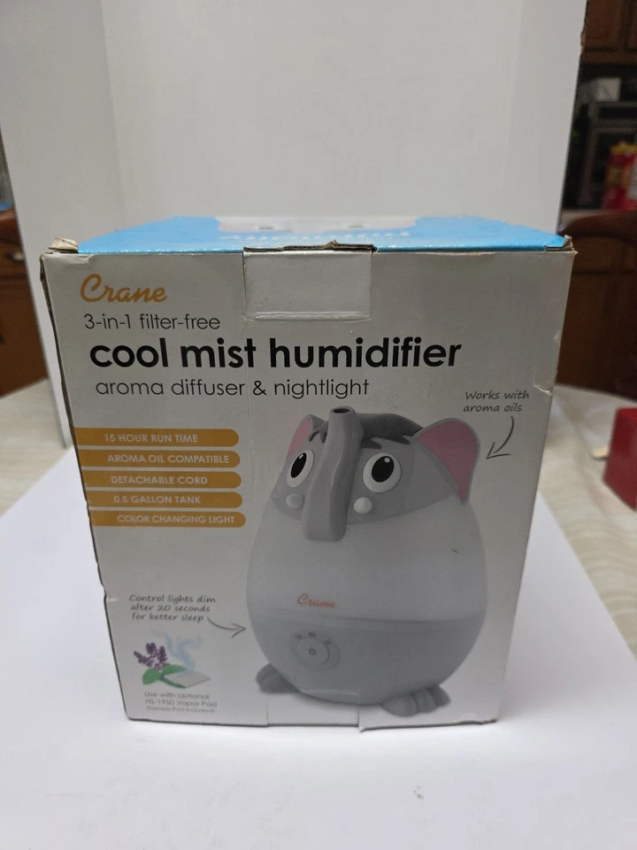 Увлажнитель Crane - Mini Elephant 0,5 галлона холодный туман - серый - Изображение 1 из 4