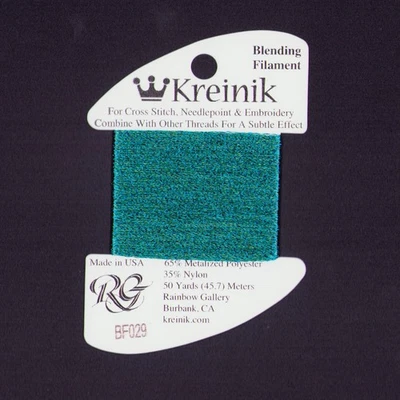 Kreinik Blend - 55 Yards of #029 Turquoise Metallic Blending Filament #B22 - Image 1 of 4