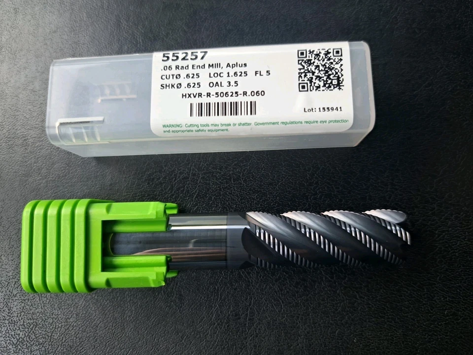 螺旋 55257 5/8 Endmill Rougher 5 长笛 1-5/8LOC R.060 — 第 1/4 张图片