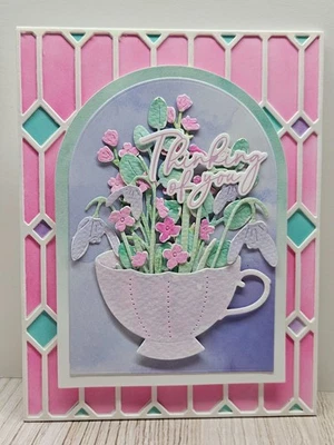 Handmade Greeting Card Keepsake Quality ocbrandy  thinking of you floral mug - Image 1 of 2