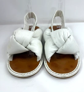 MIU MIU White Leather Slingback PUFFY Sandals Flats Shoes Size 38 - 8 - Picture 1 of 5